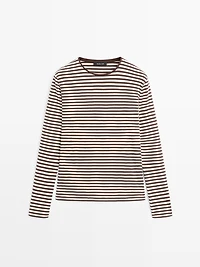 Striped long sleeve T-shirt with contrast detail