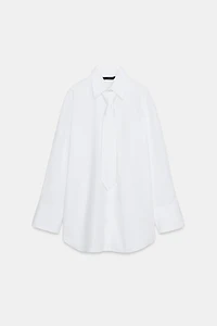 CHEMISE EN POPELINE AVEC CRAVATE