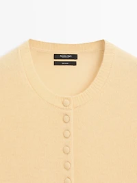 Short sleeve 100% wool knit cardigan