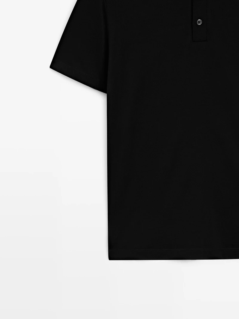 Short sleeve wool blend polo shirt