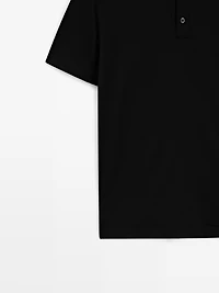 Short sleeve wool blend polo shirt