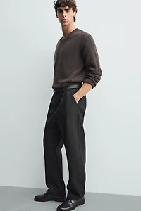 RELAXED FIT PINSTRIPE PANTS