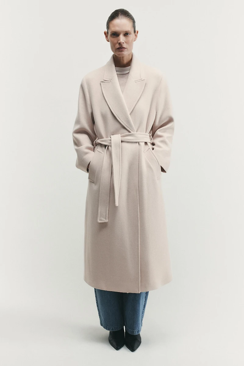 LONG BELTED WOOL COAT