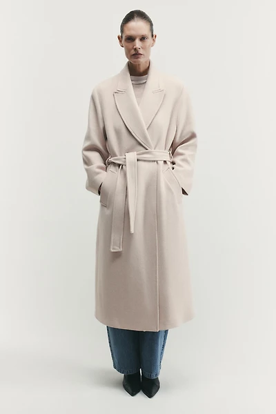 LONG BELTED WOOL COAT