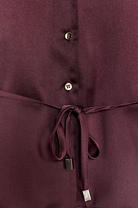 BELTED SATIN EFFECT SHIRT
