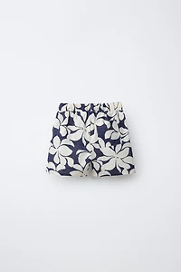 FLORAL PRINT SHORTS WITH COTTON AND LINEN