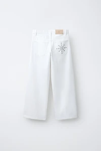 STUDDED WIDE LEG JEANS