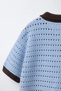 CROCHET KNIT POLO SHIRT