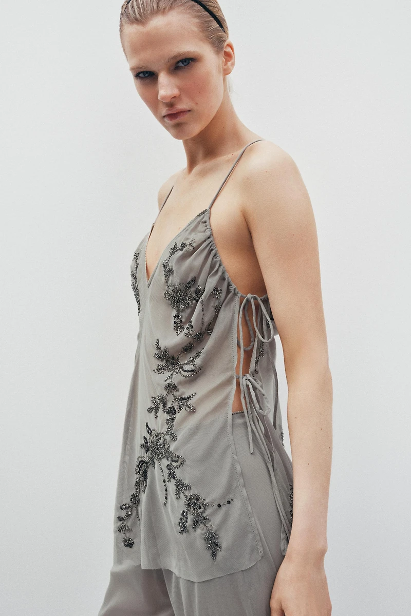 SEQUIN EMBROIDERED TOP