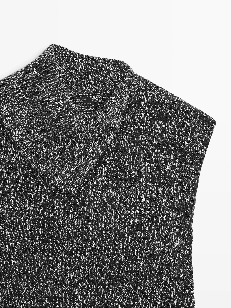 Mouliné knit vest with collar detail