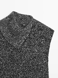 Mouliné knit vest with collar detail