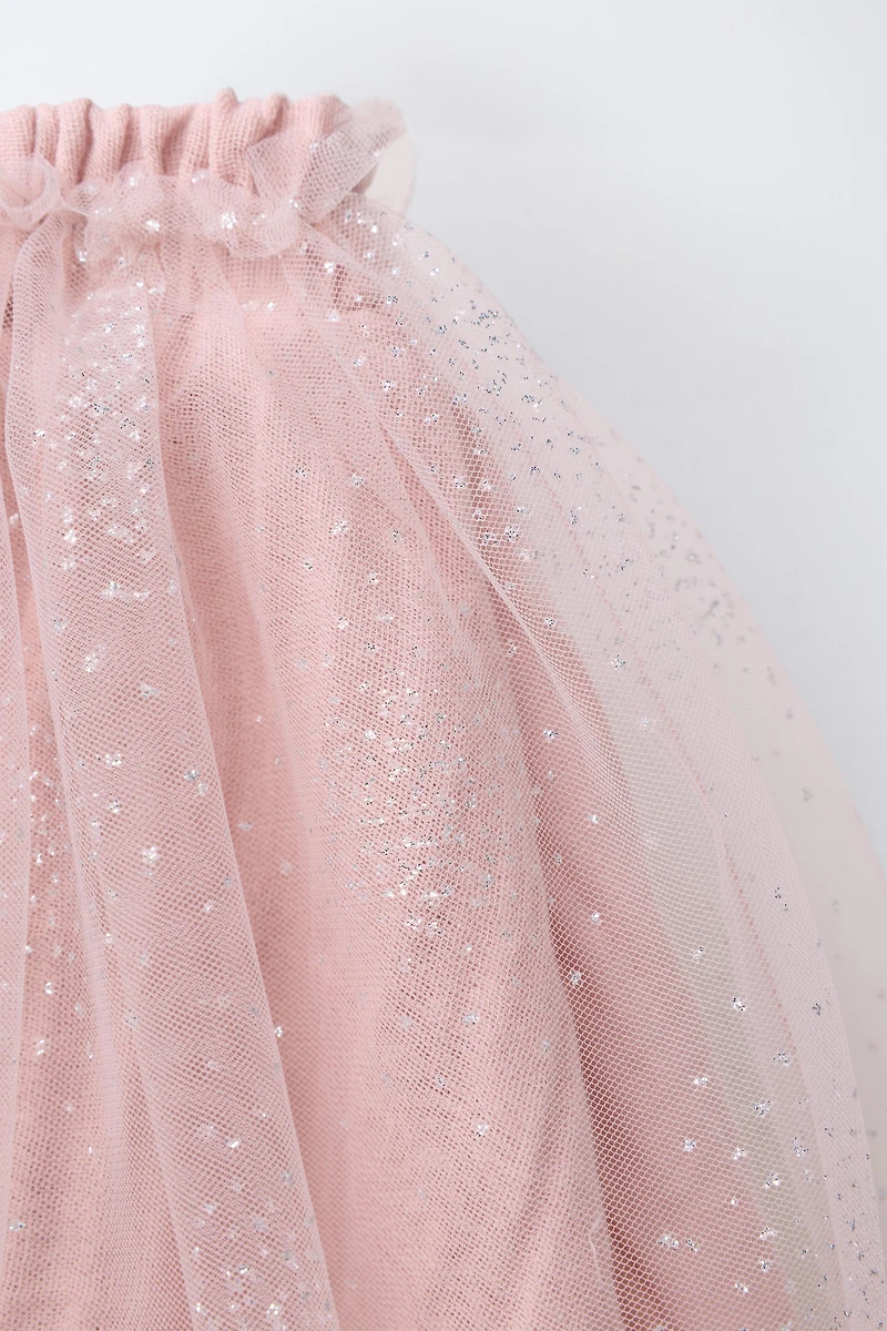 GLITTER TULLE SKIRT WITH BOW