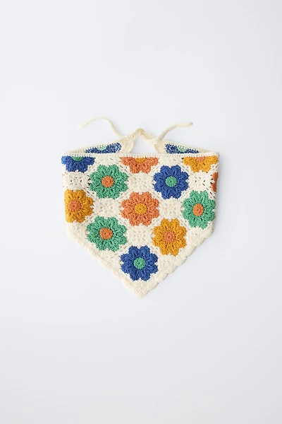 CROCHET KNIT FLORAL BANDANA