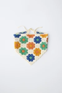 CROCHET KNIT FLORAL BANDANA