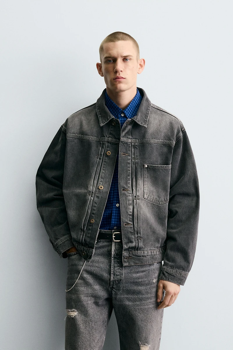 WASHED EFFECT DENIM JACKET