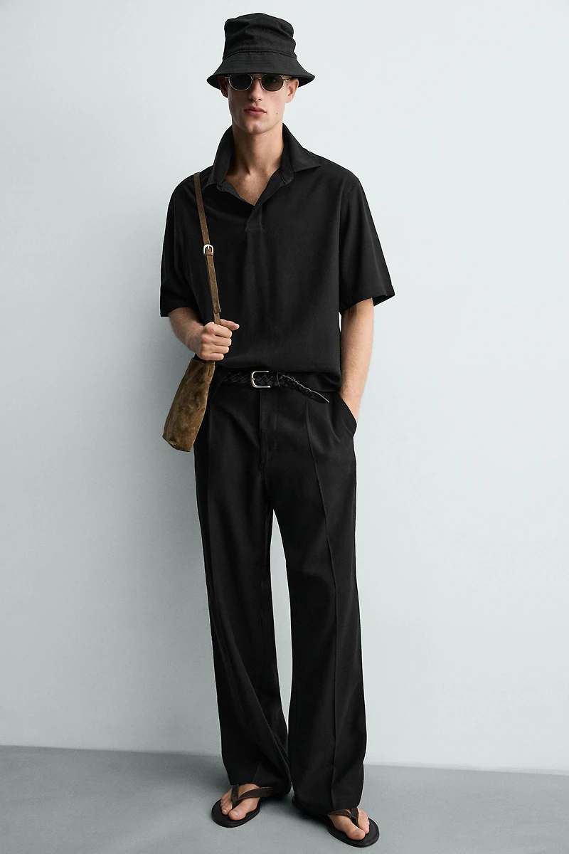 RELAXED FIT FLOWY POLO SHIRT
