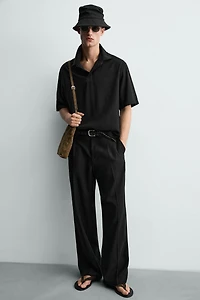 RELAXED FIT FLOWY POLO SHIRT