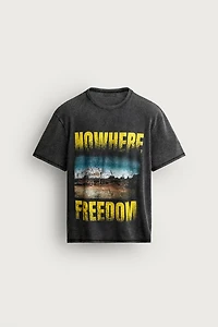 T-SHIRT EN MAILLE IMPRIMÉ DÉLAVÉ