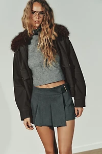 DETACHABLE COLLAR FAUX SUEDE JACKET