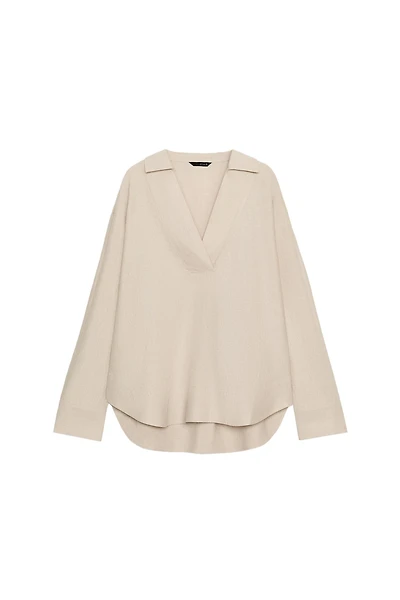 BLOUSE EN LIN À COL POLO