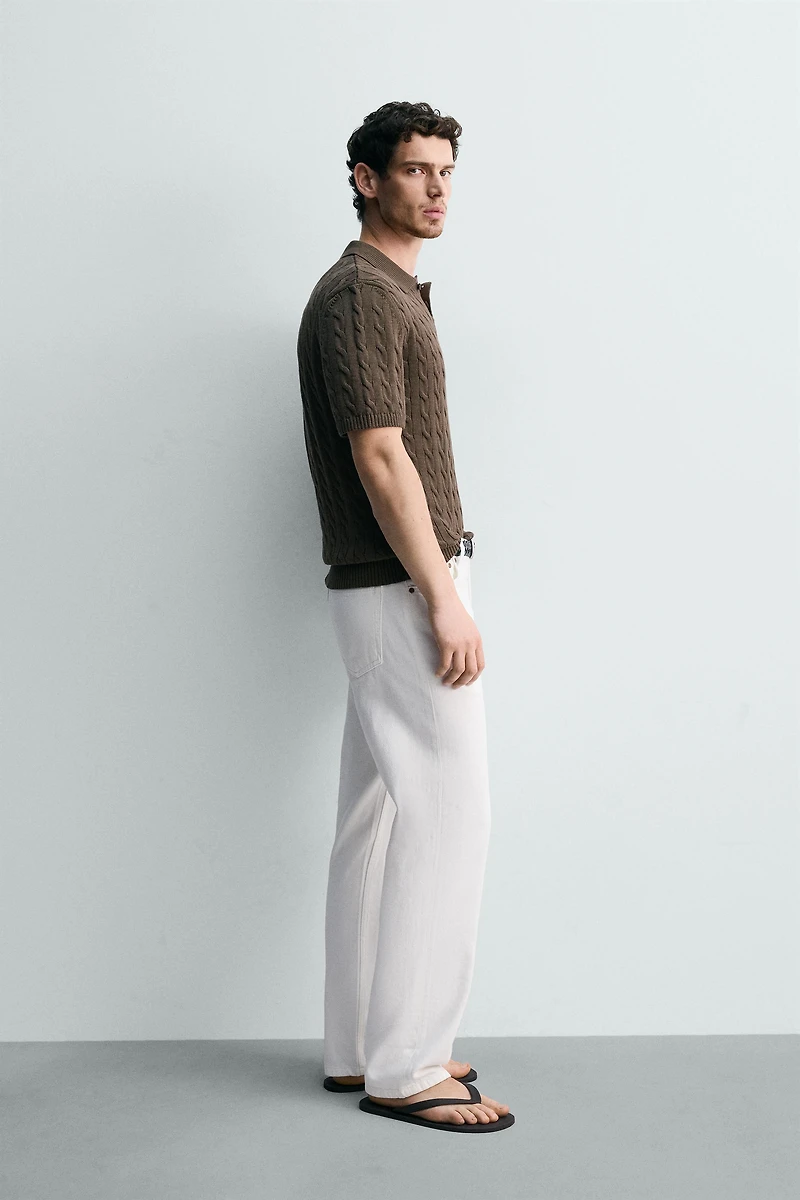 BRAIDED TEXTURED KNIT POLO