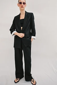 LINEN BLAZER WITH ROLLED SLEEVES