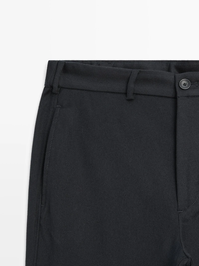 Pantalon en flanelle 100 % laine élastiqué sur le côté