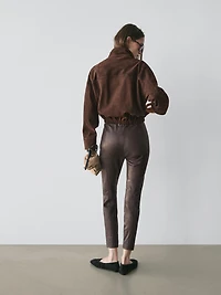 Leggings en cuir nappa avec élastiques