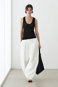 Round neck lace top