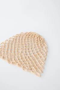 CROCHET KNIT BEADED CAP