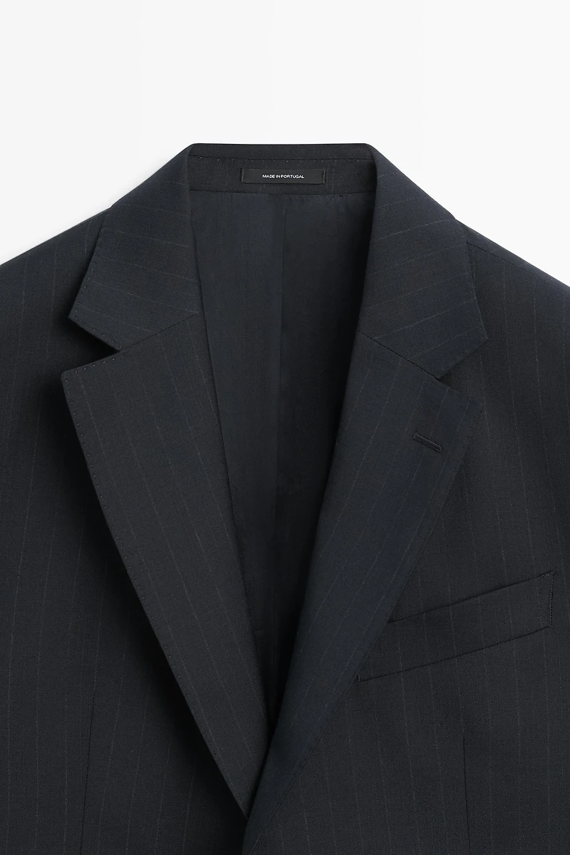 Striped 100% cool wool suit blazer