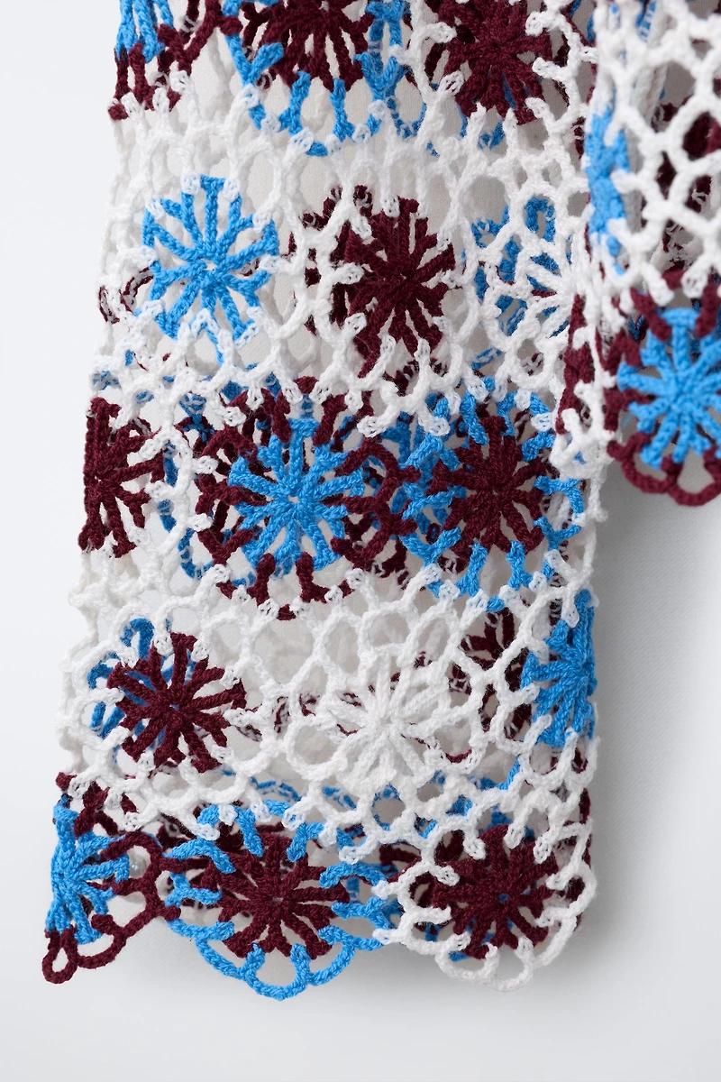 PULL EN MAILLE CROCHET À FLEURS