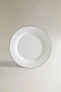 BONE CHINA DINNER PLATE WITH BLACK RIM