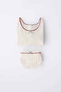 AGES 6-14 / POINTELLE TOP AND UNDERWEAR SET