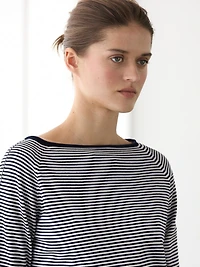 100% cotton striped knit sweater