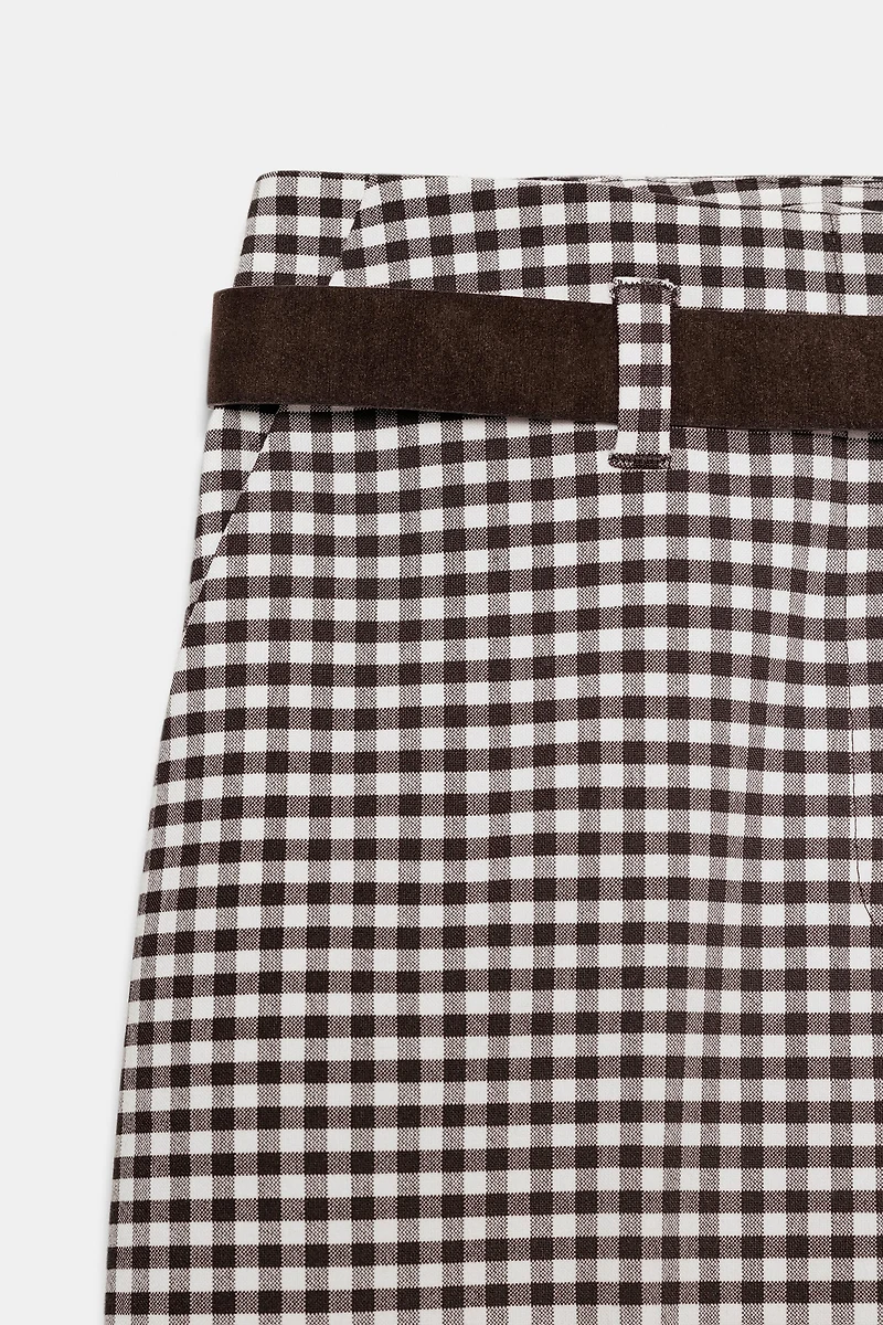PANTALON DROIT CEINTURE CARREAUX VICHY