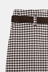 PANTALON DROIT CEINTURE CARREAUX VICHY