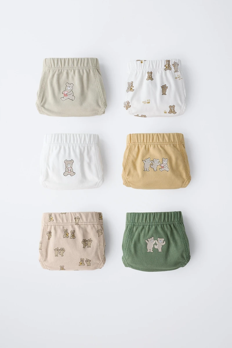 2-6 YEARS/ SIX-PACK OF BEAR UNDERWEAR