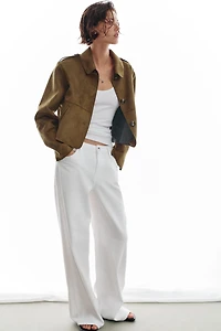 CROPPED FAUX SUEDE JACKET