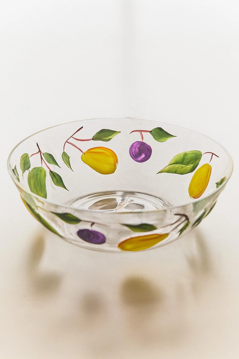 FRUIT PRINT GLASS SALAD BOWL