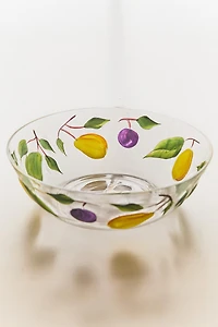 FRUIT PRINT GLASS SALAD BOWL