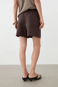 100% linen short Bermuda shorts