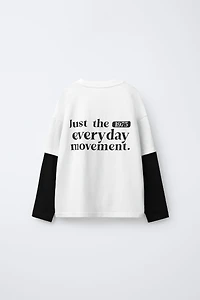 DOUBLE SLEEVE TEXT T-SHIRT