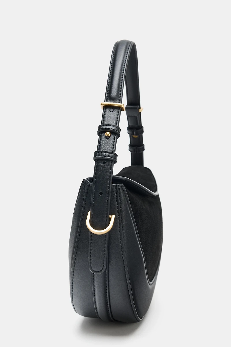 CROSSBODY BAG WITH LEATHER FLAP DETAIL