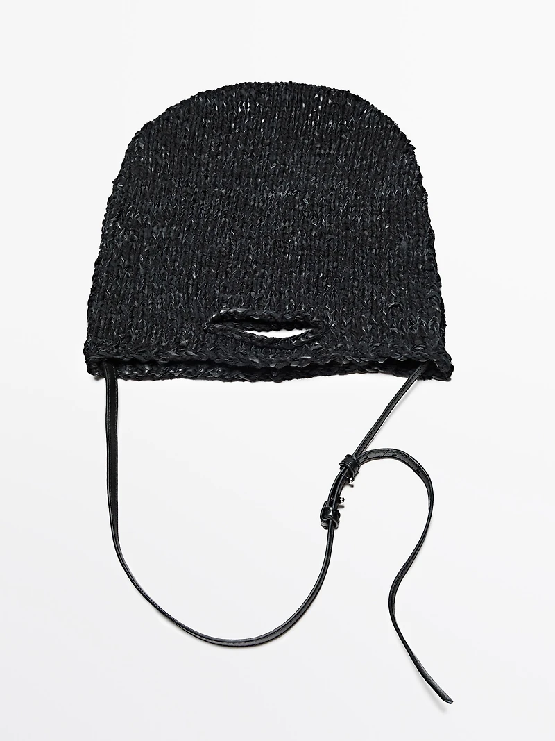 Mid-size crochet knit leather bag - LIMITED