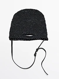 Mid-size crochet knit leather bag - LIMITED