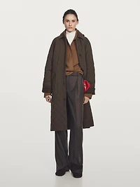 Long water-repellent coat with corduroy detail