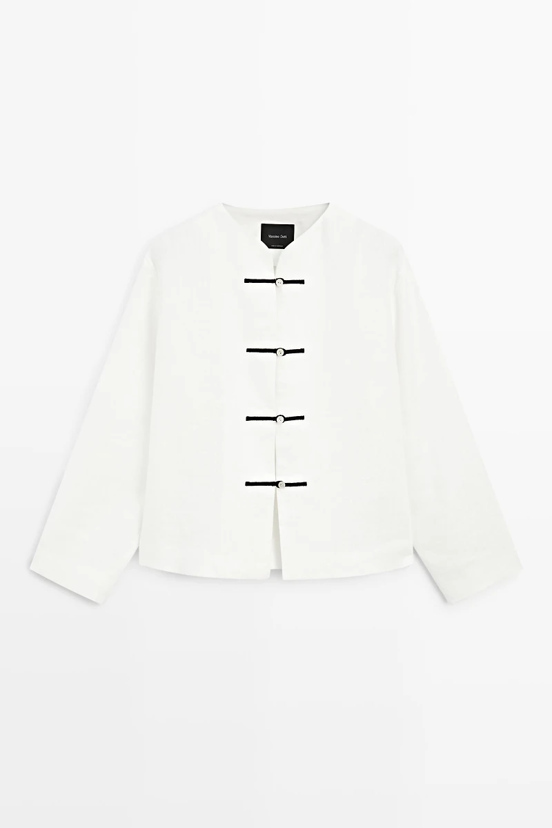 100% linen flowing shirt with button detail