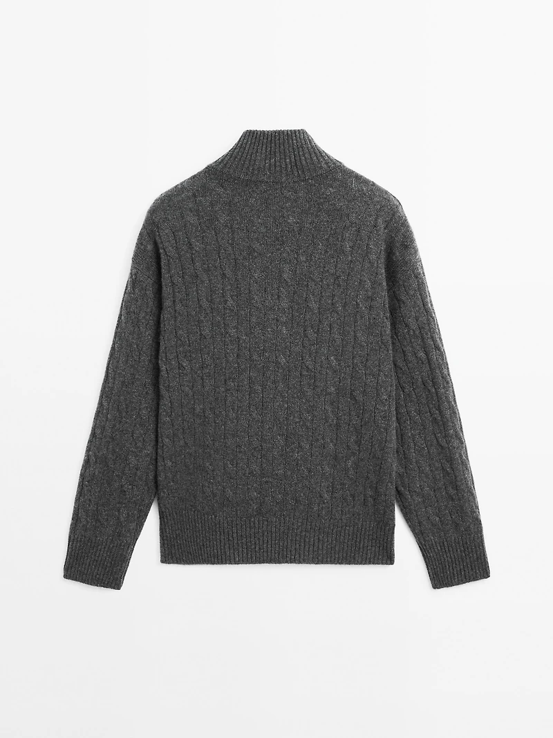 Pull col montant fermeture Éclair 100 % cachemire