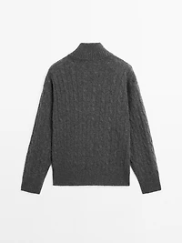 Pull col montant fermeture Éclair 100 % cachemire